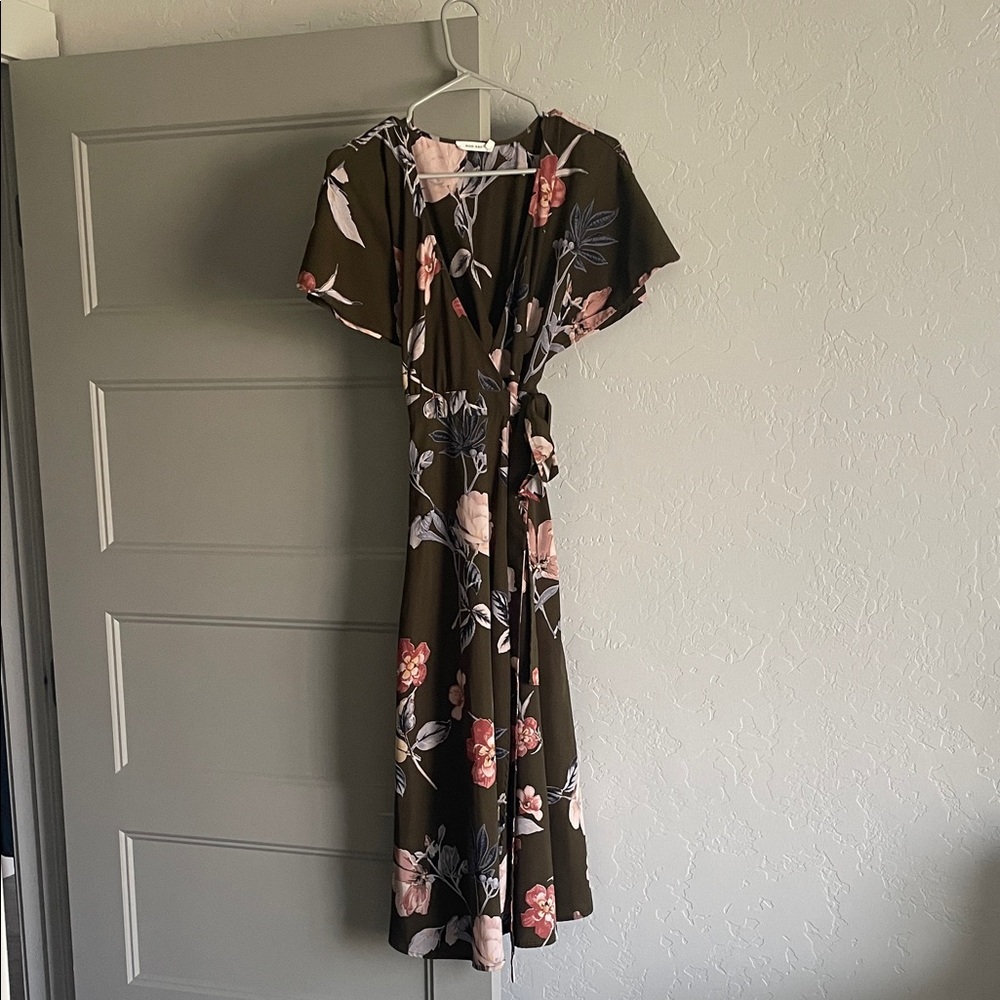 Floral Wrap Dress in Green